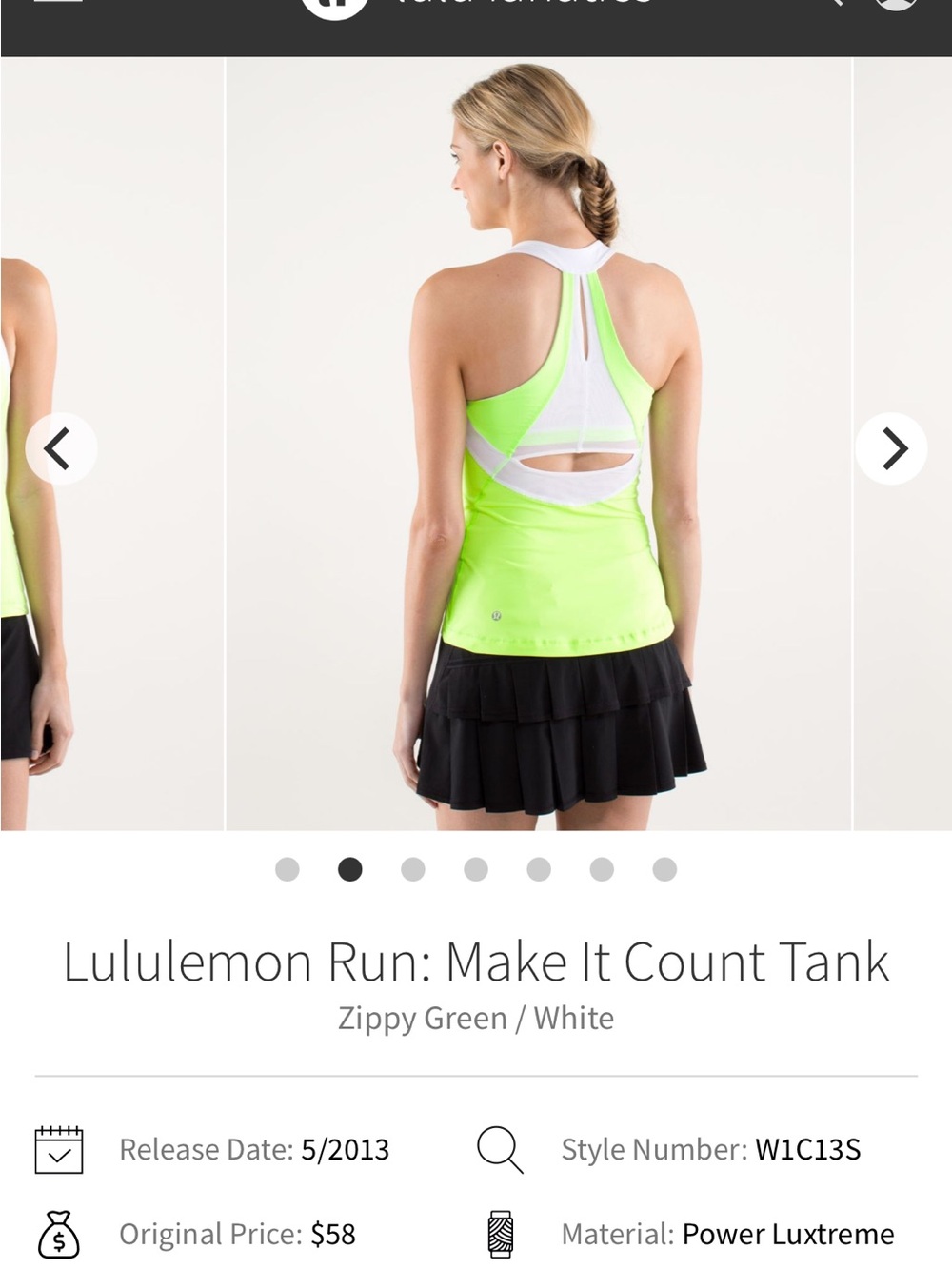 lululemon sz 10/12 Make It Count Tank Zippy Green/White y2k athleisure lounge